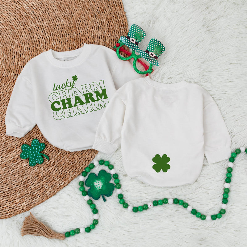 Lucky Charm Baby Bodysuit with Shamrock St. Patrick's Day Irish Newborn Gift Soft Cotton Romper Festive Green Design for Holiday