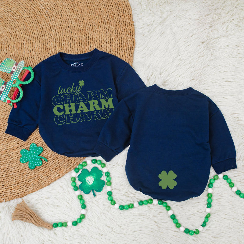 Lucky Charm Baby Bodysuit with Shamrock St. Patrick's Day Irish Newborn Gift Soft Cotton Romper Festive Green Design for Holiday