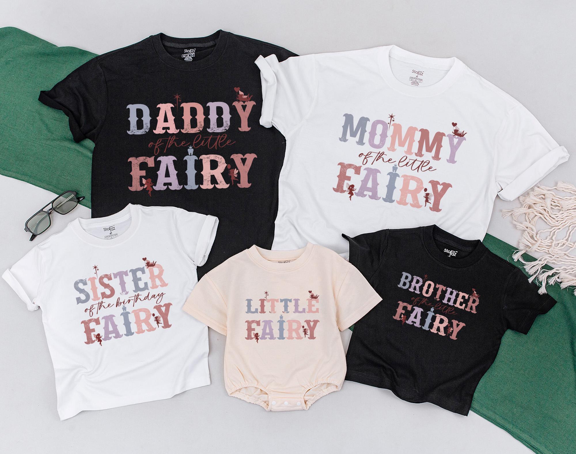 Magical Family Matching Fairy Shirts Custom Names Soft Pastel Baby Girl Birthday Outfit Enchanting Floral Cotton Mommy Daddy Sister