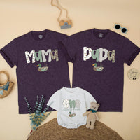 Mallard Duck 1st Birthday Family Shirts Custom Baby Boy Big Sis Matching Tees Sage Green Rustic Outfit Cute One Lucky Duck Party Gift