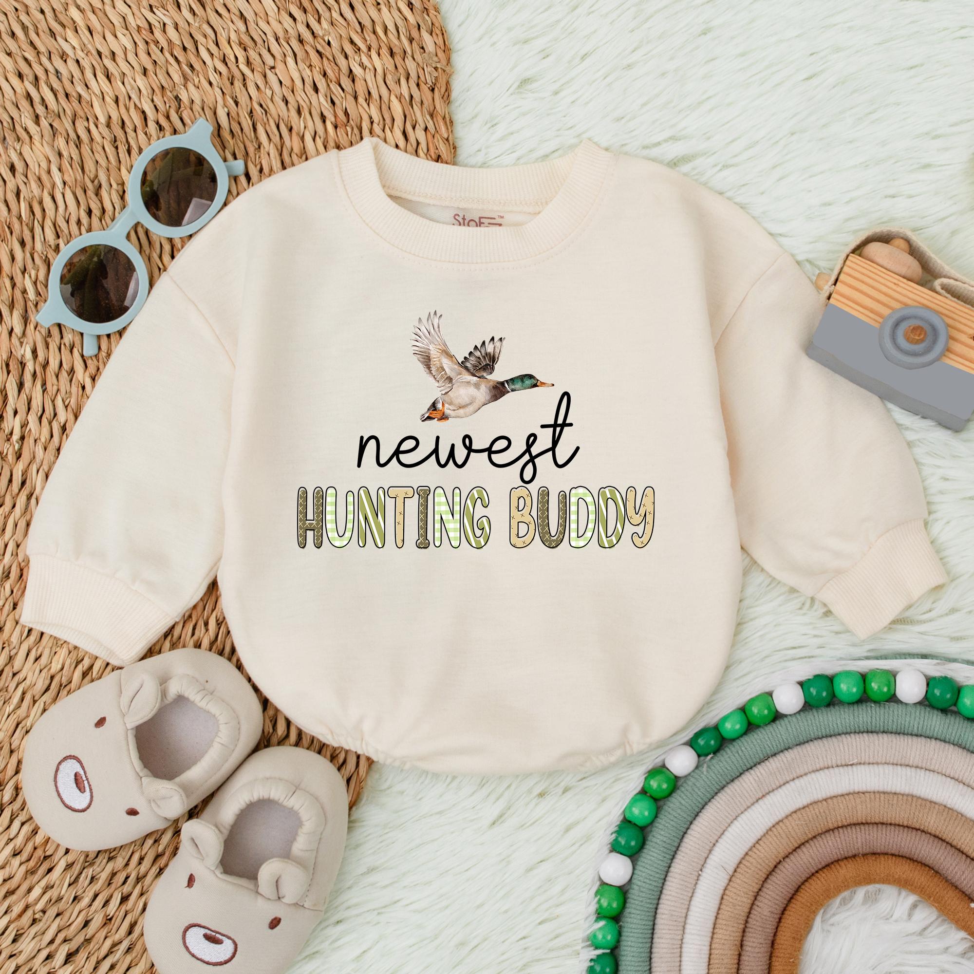 Mallard Duck Baby Romper Newest Hunting Buddy Bodysuit Infant Gift Cute Green Brown Design for Baby Shower Soft Cotton Outfit