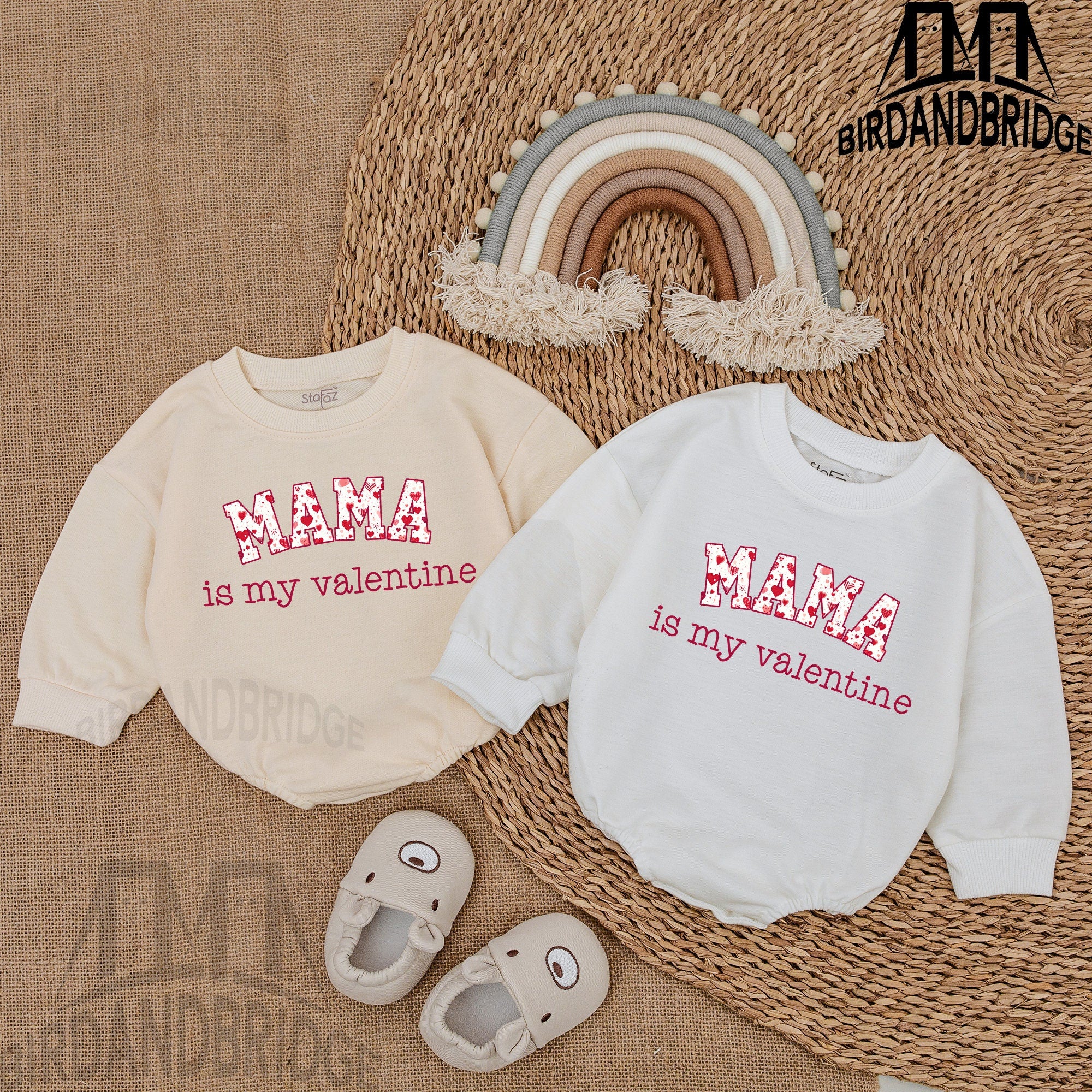 Mama is My Valentine Baby Bubble Romper Red Heart Design Infant Outfit Soft Cotton Newborn Bodysuit Holiday Celebration Gift