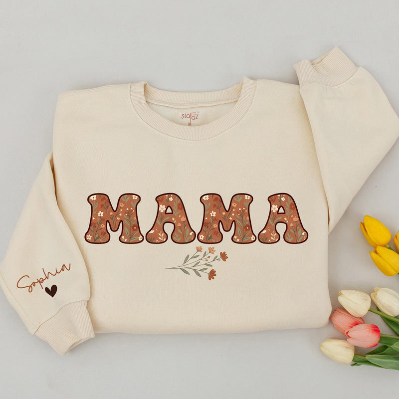 Mama and Little Wildflower Matching Outfit, Boho Floral Sweatshirt or Personalized Baby Romper