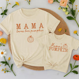 Mama Loves Her Pumpkin and Mama's Pumpkin Matching Fall Shirts Cozy Family Outfit for Mom and Baby Thanksgiving Gift Cotton Comfort