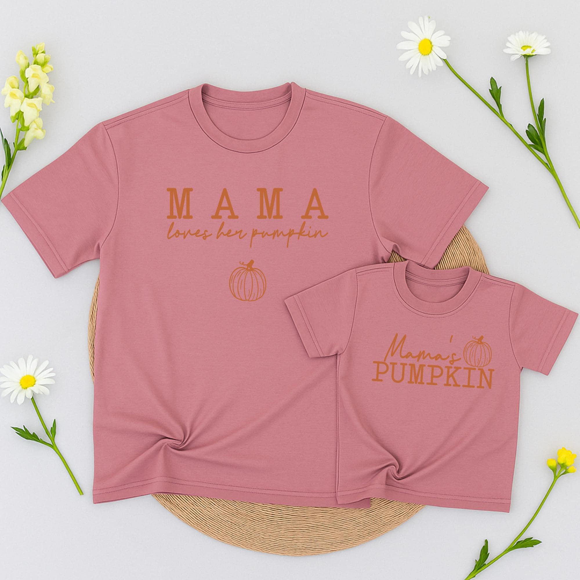 Mama Loves Her Pumpkin and Mama's Pumpkin Matching Fall Shirts Cozy Family Outfit for Mom and Baby Thanksgiving Gift Cotton Comfort