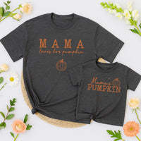 Mama Loves Her Pumpkin and Mama's Pumpkin Matching Fall Shirts Cozy Family Outfit for Mom and Baby Thanksgiving Gift Cotton Comfort
