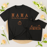 Mama Loves Her Pumpkin and Mama's Pumpkin Matching Fall Shirts Cozy Family Outfit for Mom and Baby Thanksgiving Gift Cotton Comfort