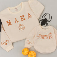 Mama and Me Matching Fall Sweatshirts Cozy Pumpkin Design Mom Baby Autumn Outfit Thanksgiving Gift Soft Cotton Personalized