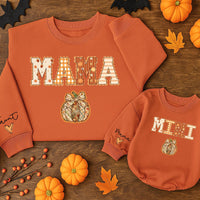 Mama and Mini Matching Fall Sweatshirts with Pumpkin Design Cozy Halloween Outfits for Mom and Baby Girl Cute Autumn Family Clothes