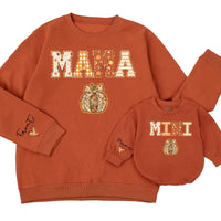 Mama and Mini Matching Fall Sweatshirts with Pumpkin Design Cozy Halloween Outfits for Mom and Baby Girl Cute Autumn Family Clothes