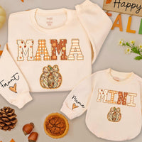 Mama and Mini Matching Fall Sweatshirts with Pumpkin Design Cozy Halloween Outfits for Mom and Baby Girl Cute Autumn Family Clothes