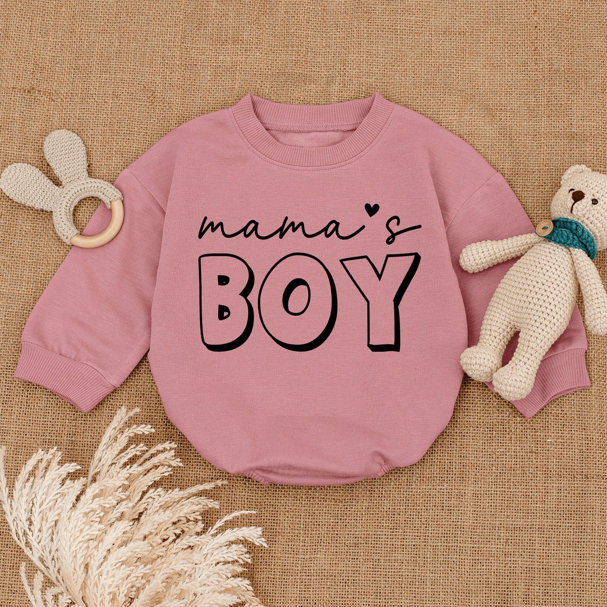 Mama's Boy Baby Romper Bold Modern Design Infant Bodysuit Comfortable Cotton Gift Boy Outfit Pastel Colors Sweet Family Message