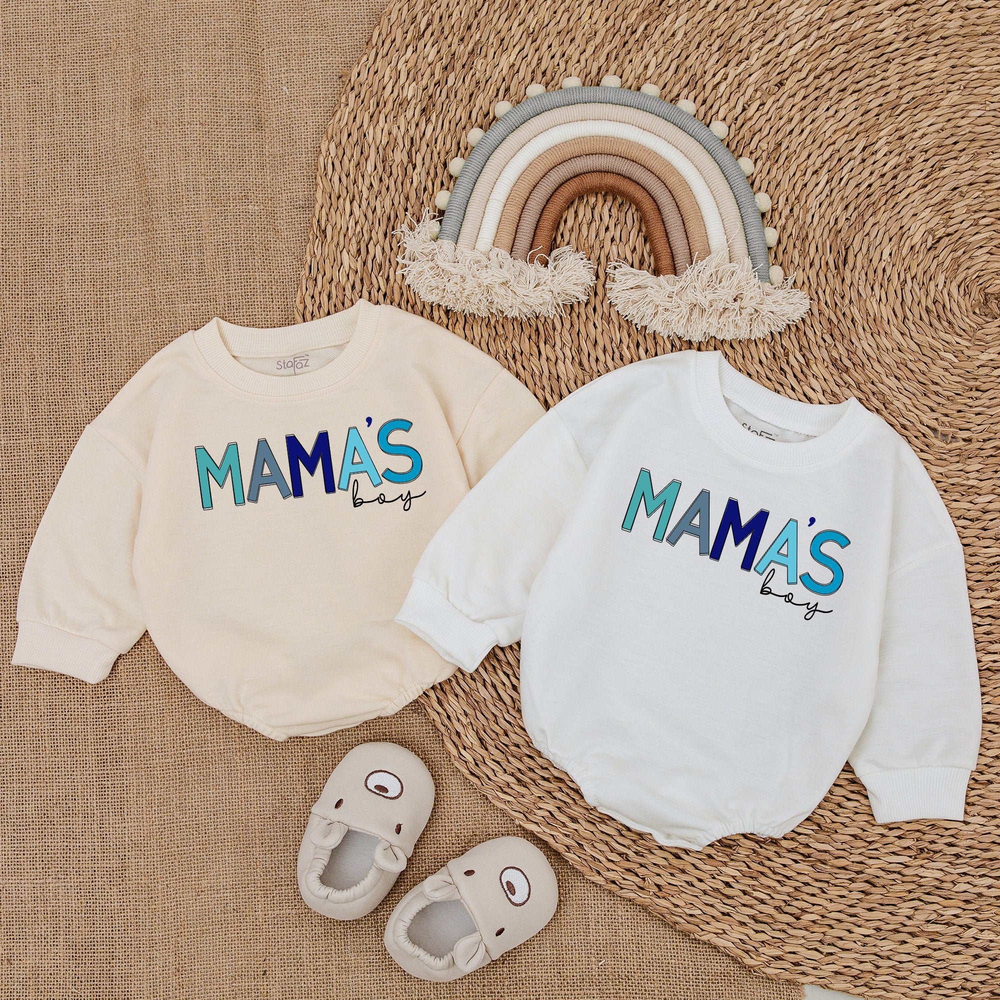 Mama's Boy Baby Romper Teal to Blue Gradient Stylish Cotton Bodysuit Gift for Baby Boy Comfortable Outfit for Birthday or Holiday