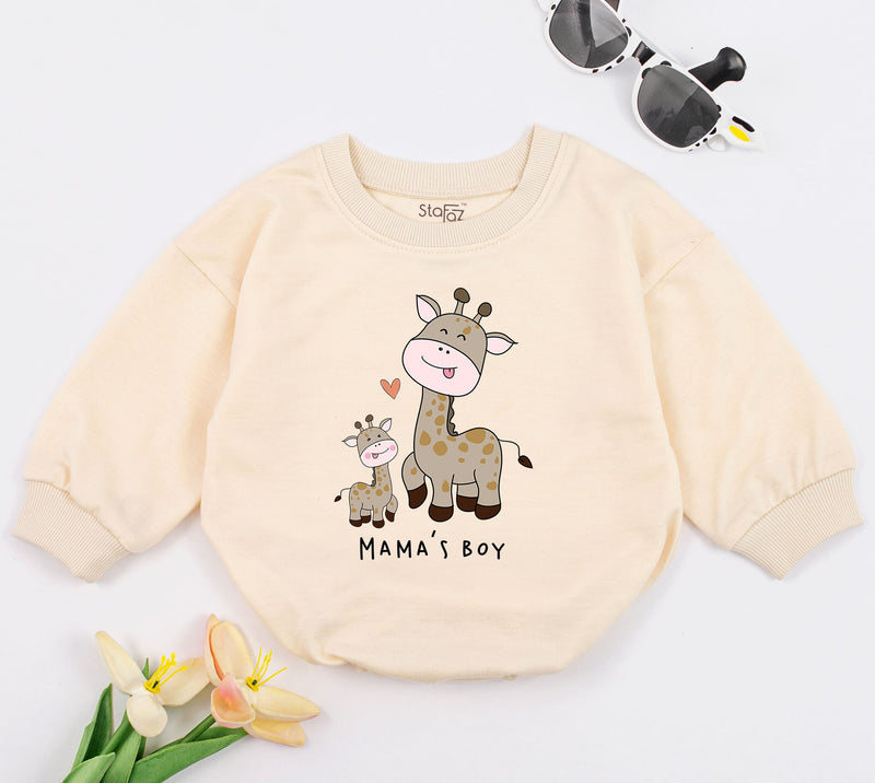 Mama's Boy Giraffe Baby Romper Cute Cartoon Bodysuit Infant Gift Soft Cotton Newborn Outfit Mother's Day Love Sleepsuit