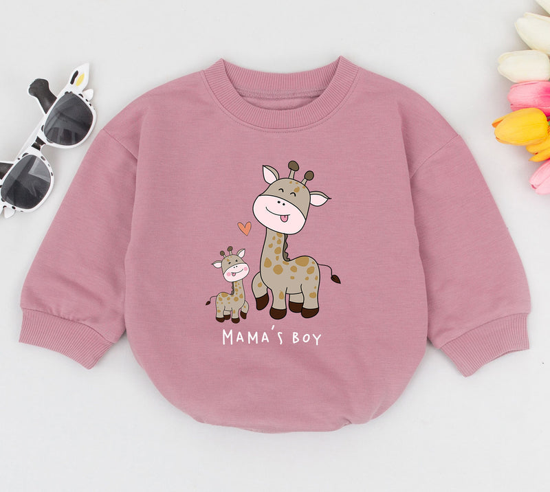 Mama's Boy Giraffe Baby Romper Cute Cartoon Bodysuit Infant Gift Soft Cotton Newborn Outfit Mother's Day Love Sleepsuit