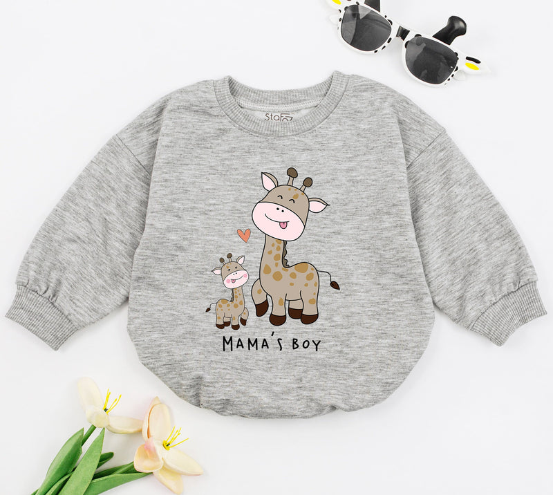 Mama's Boy Giraffe Baby Romper Cute Cartoon Bodysuit Infant Gift Soft Cotton Newborn Outfit Mother's Day Love Sleepsuit