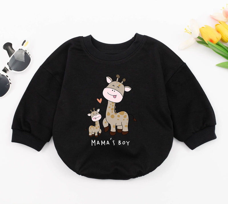 Mama's Boy Giraffe Baby Romper Cute Cartoon Bodysuit Infant Gift Soft Cotton Newborn Outfit Mother's Day Love Sleepsuit