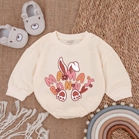 Mama's Bunny Baby Easter Outfit Comfortable Cotton Romper Infant Girl Boy Holiday Bodysuit Cute Soft Newborn Clothes Pink Orange Design
