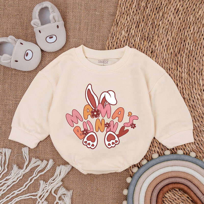 Mama's Bunny Baby Easter Outfit Comfortable Cotton Romper Infant Girl Boy Holiday Bodysuit Cute Soft Newborn Clothes Pink Orange Design