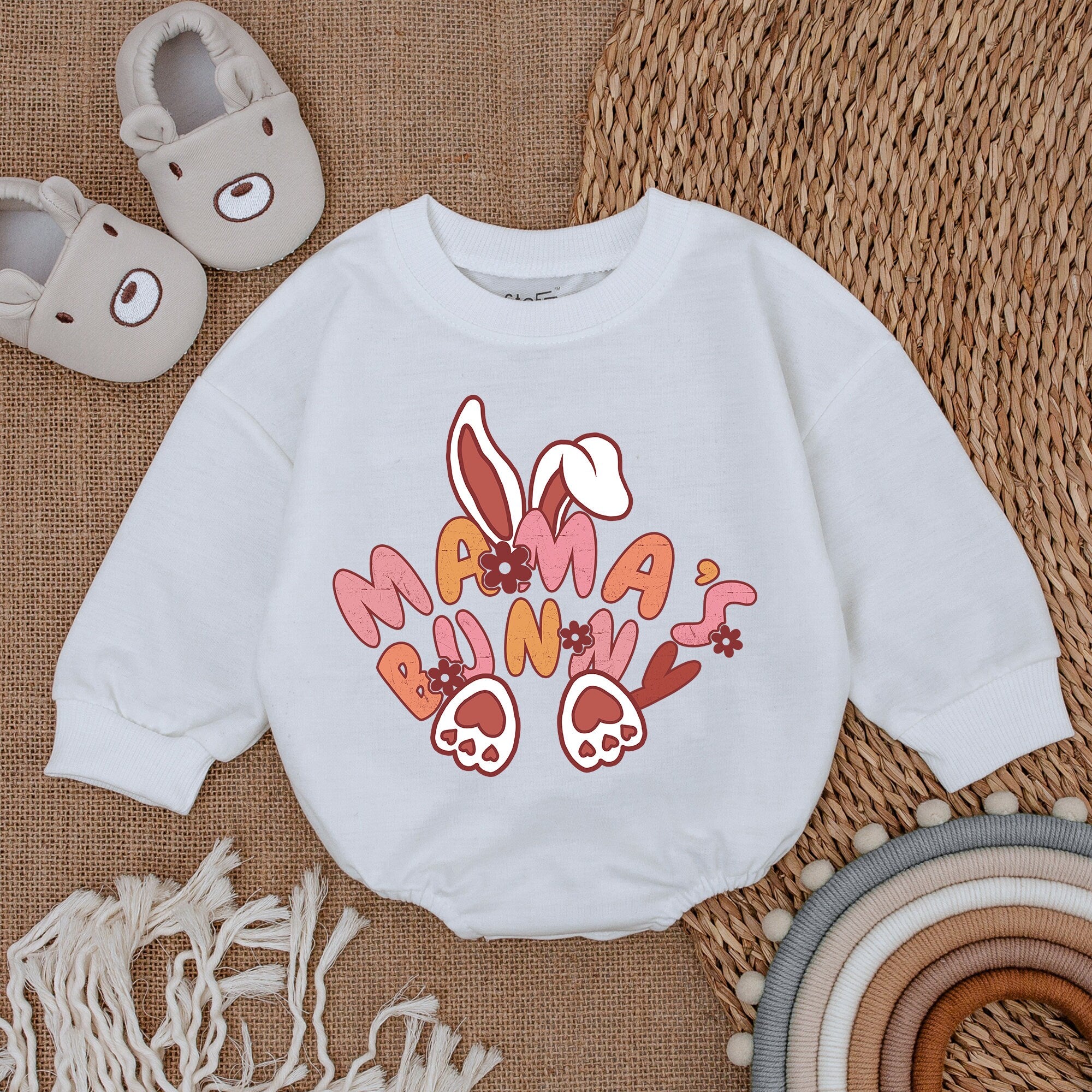 Mama's Bunny Baby Easter Outfit Comfortable Cotton Romper Infant Girl Boy Holiday Bodysuit Cute Soft Newborn Clothes Pink Orange Design