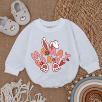 Mama's Bunny Baby Easter Outfit Comfortable Cotton Romper Infant Girl Boy Holiday Bodysuit Cute Soft Newborn Clothes Pink Orange Design
