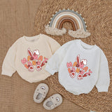 Mama's Bunny Baby Easter Outfit Comfortable Cotton Romper Infant Girl Boy Holiday Bodysuit Cute Soft Newborn Clothes Pink Orange Design