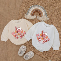 Mama's Bunny Baby Easter Outfit Comfortable Cotton Romper Infant Girl Boy Holiday Bodysuit Cute Soft Newborn Clothes Pink Orange Design