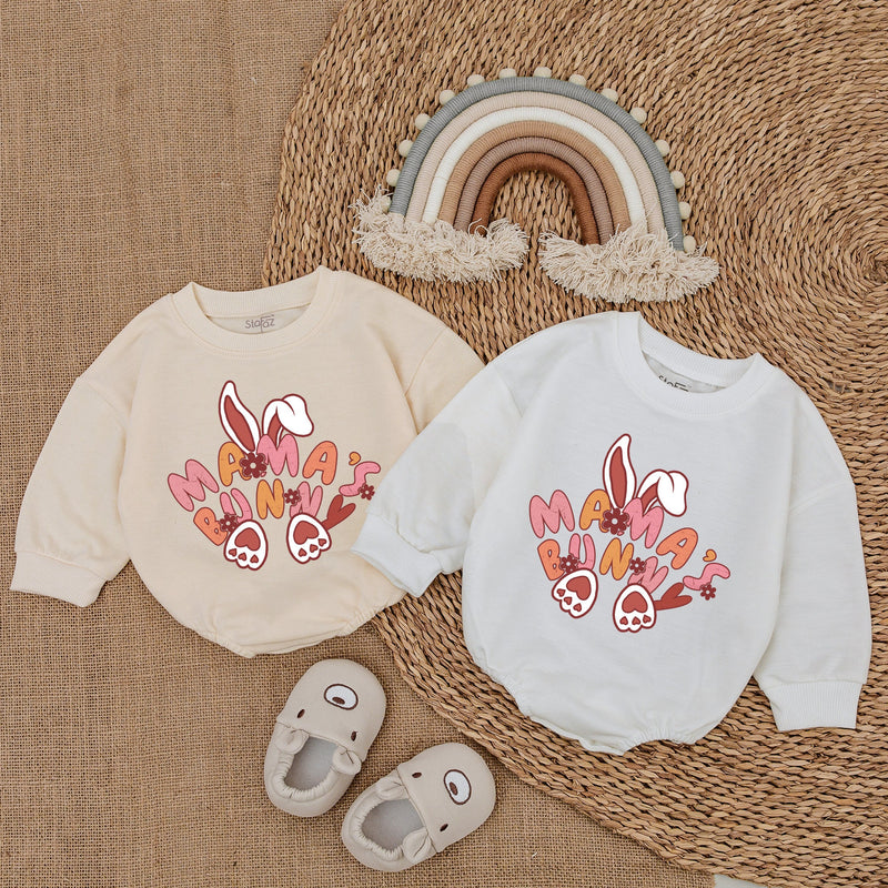 Mama's Bunny Baby Easter Outfit Comfortable Cotton Romper Infant Girl Boy Holiday Bodysuit Cute Soft Newborn Clothes Pink Orange Design