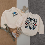 Mama's Expensive Lil Man Personalized Baby Romper Checkered Flags Design Soft Cotton Boy Bodysuit Gift for First Mother's Day