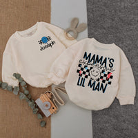 Mama's Expensive Lil Man Personalized Baby Romper Checkered Flags Design Soft Cotton Boy Bodysuit Gift for First Mother's Day