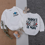 Mama's Expensive Lil Man Personalized Baby Romper Checkered Flags Design Soft Cotton Boy Bodysuit Gift for First Mother's Day