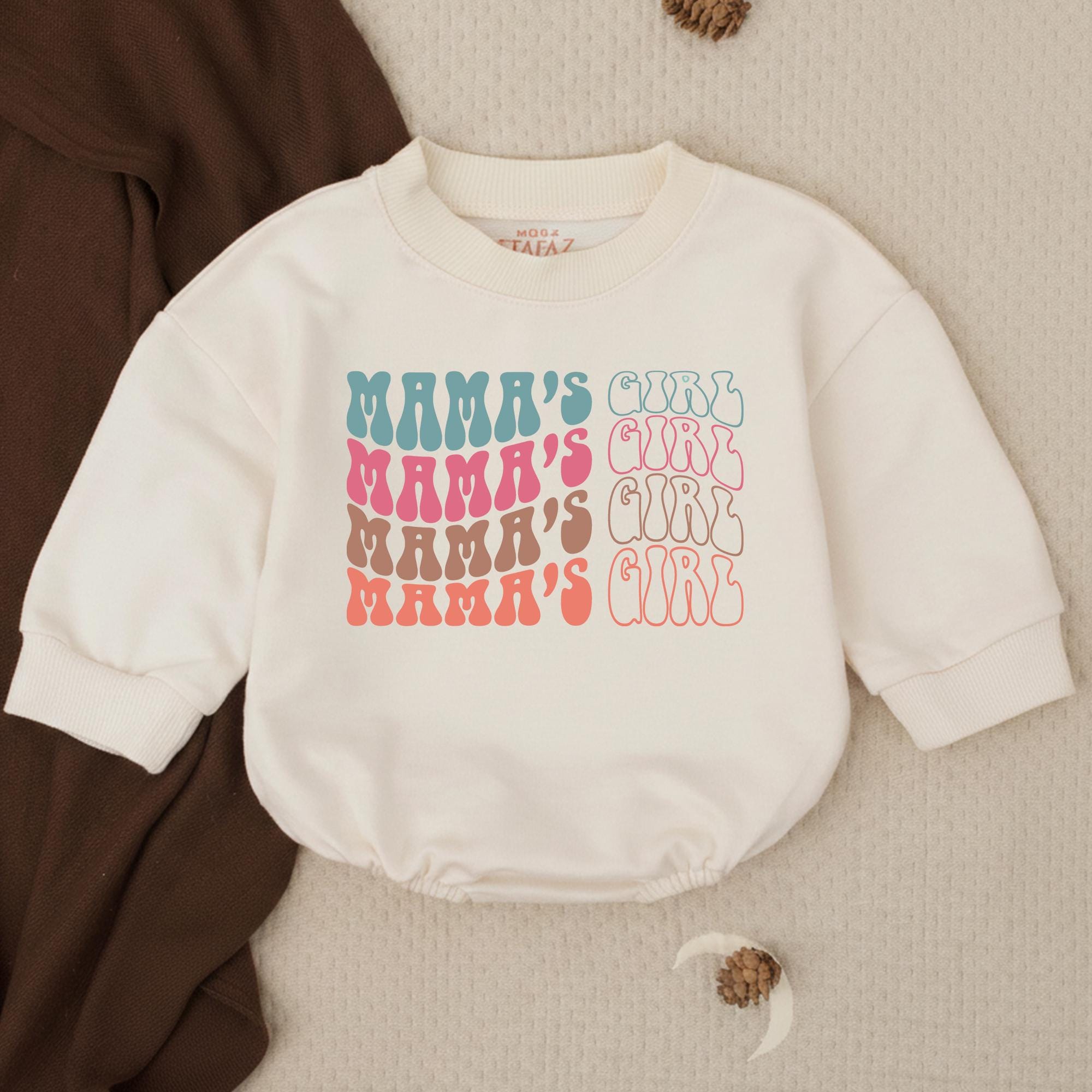 Mama's Girl Baby Bodysuit with Retro Bubble Letter Design 70s Style Newborn Outfit Mommy and Me Gift Mother's Day Baby Romper