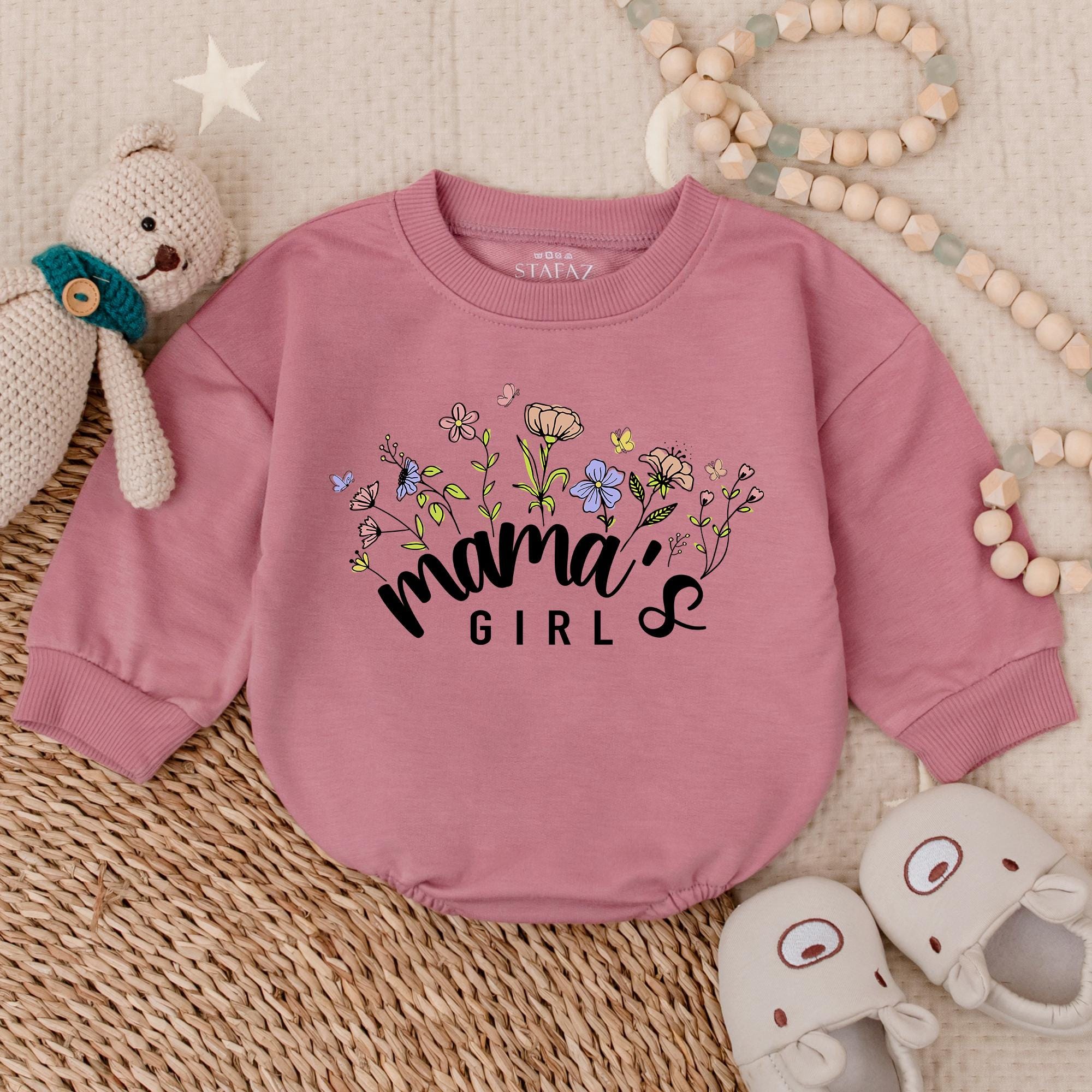 Mama's Girl Baby Romper with Pastel Floral Design for Mother's Day Celebration Soft Cotton Outfit Infant Gift Sweet Bonding Moment