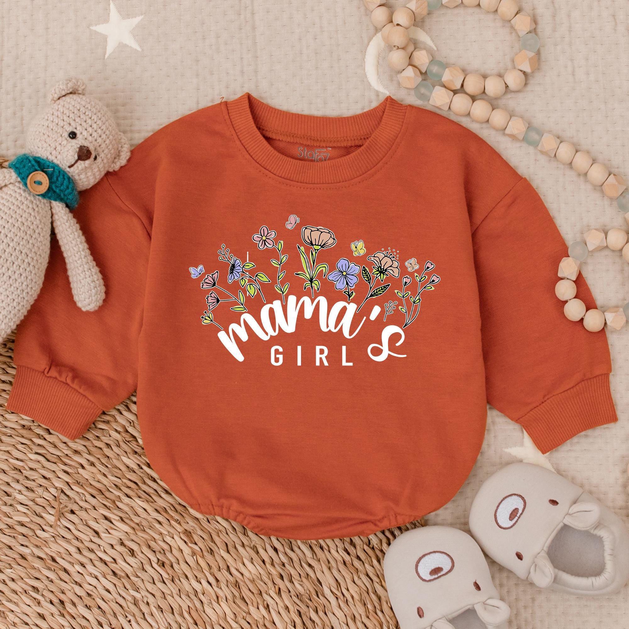 Mama's Girl Baby Romper with Pastel Floral Design for Mother's Day Celebration Soft Cotton Outfit Infant Gift Sweet Bonding Moment