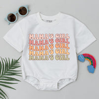 Mama's Girl Baby Romper Retro Wavy Bodysuit 70s Style Warm Muted Colors Mother's Day Gift Baby Girl Shower Outfit Vintage Groovy Design