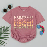 Mama's Girl Baby Romper Retro Wavy Bodysuit 70s Style Warm Muted Colors Mother's Day Gift Baby Girl Shower Outfit Vintage Groovy Design