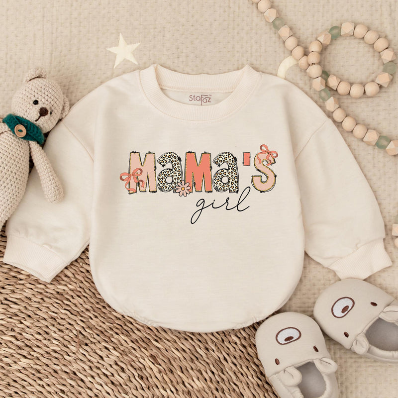 Mama's Girl Bubble Romper Floral Pink Mother's Day Gift Cute Baby Outfit Soft Cotton Infant Clothes Toddler Birthday Party Attire