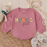Mama's Girl Bubble Romper Floral Pink Mother's Day Gift Cute Baby Outfit Soft Cotton Infant Clothes Toddler Birthday Party Attire