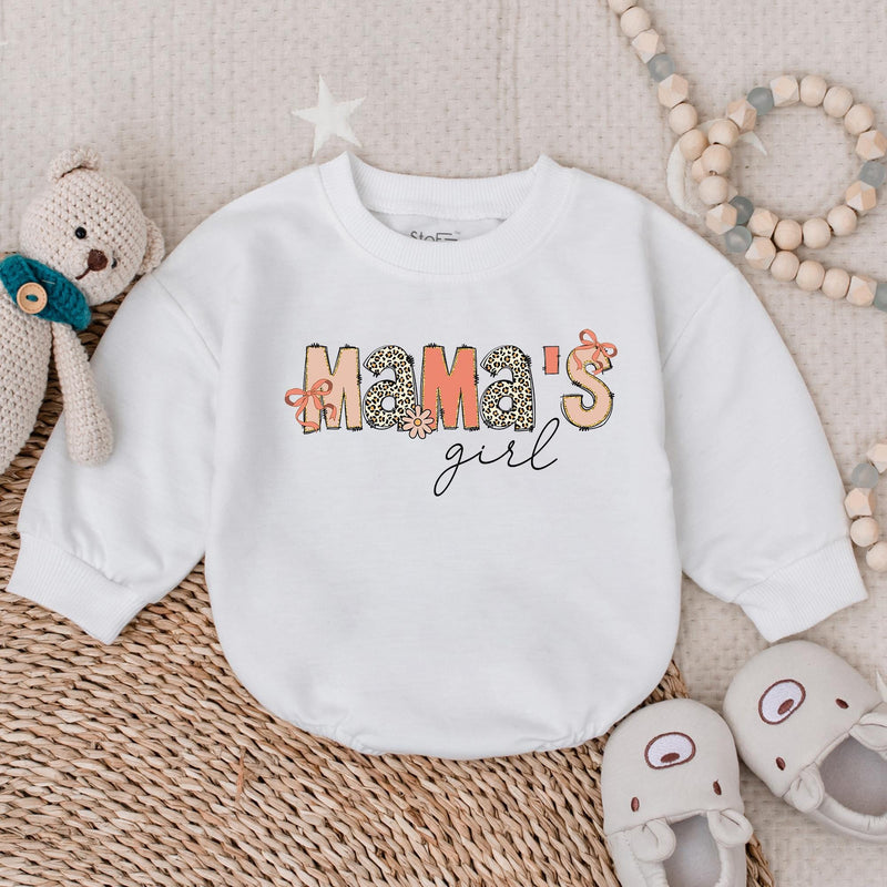 Mama's Girl Bubble Romper Floral Pink Mother's Day Gift Cute Baby Outfit Soft Cotton Infant Clothes Toddler Birthday Party Attire