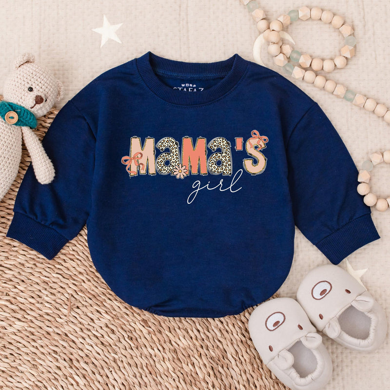 Mama's Girl Bubble Romper Floral Pink Mother's Day Gift Cute Baby Outfit Soft Cotton Infant Clothes Toddler Birthday Party Attire