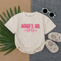 Mama's Girl Pink Romper with Bow and Hearts Baby Girl Outfit First Birthday Gift Fun Summer Wear for New Dads Soft Cotton T-shirt