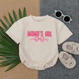 Mama's Girl Pink Romper with Bow and Hearts Baby Girl Outfit First Birthday Gift Fun Summer Wear for New Dads Soft Cotton T-shirt