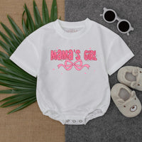 Mama's Girl Pink Romper with Bow and Hearts Baby Girl Outfit First Birthday Gift Fun Summer Wear for New Dads Soft Cotton T-shirt