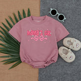 Mama's Girl Pink Romper with Bow and Hearts Baby Girl Outfit First Birthday Gift Fun Summer Wear for New Dads Soft Cotton T-shirt
