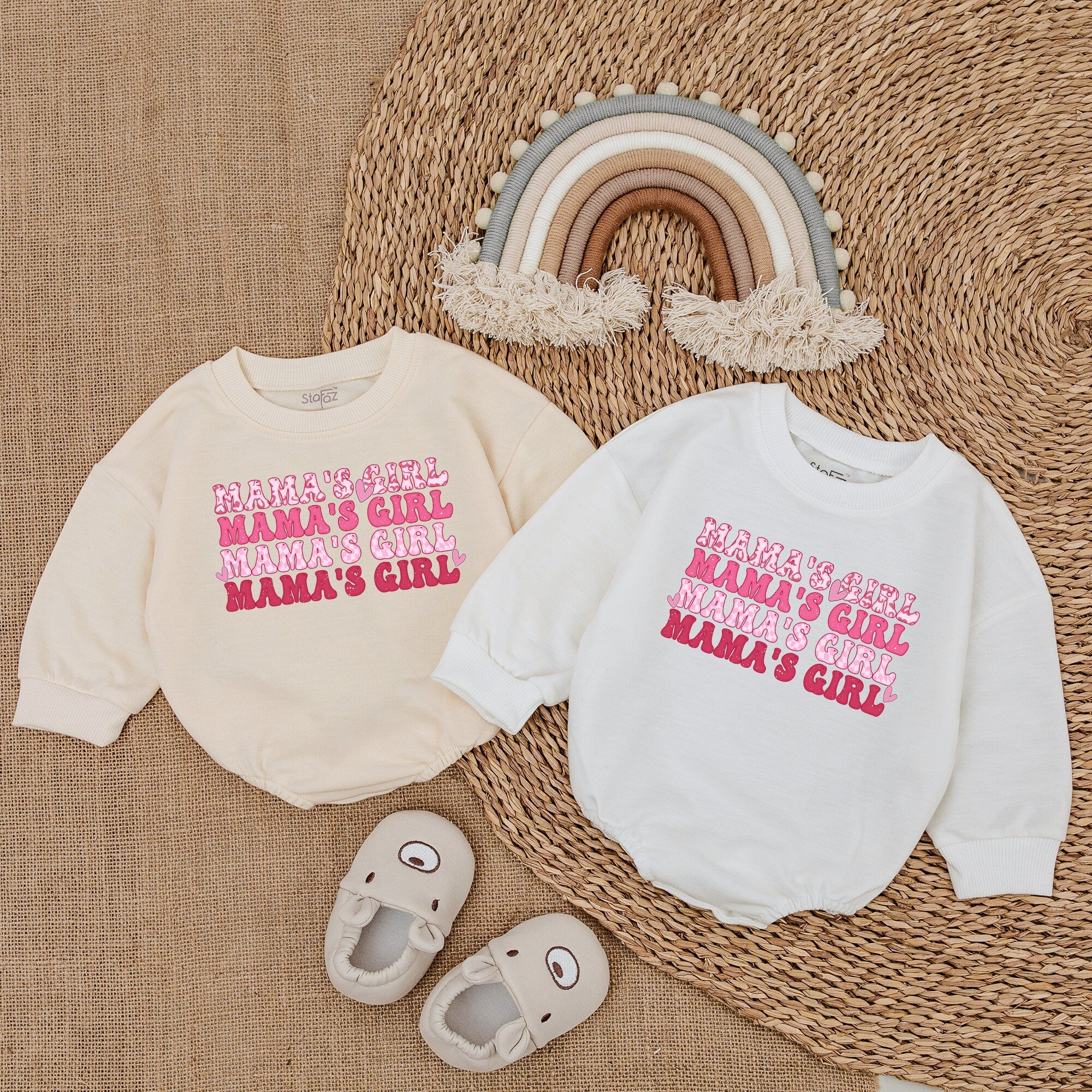 Mama's Girl Retro Romper Baby Girl Outfit 70s Style Pink Design Mother's Day Gift Cozy Soft Cotton Bodysuit Perfect for Special Occasions