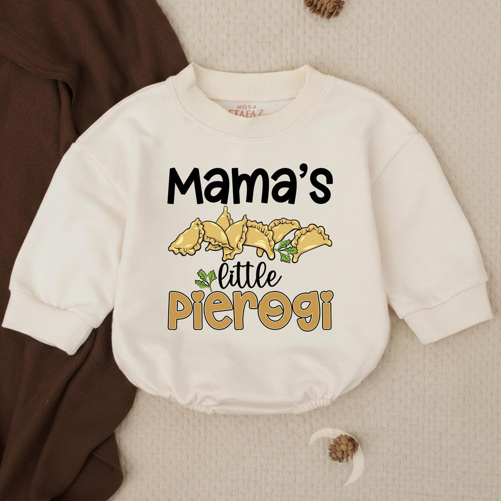 Mama's Little Pierogi Bubble Romper Baby Shower Gift Cute Toddler Outfit Food-Themed Baby Clothes Soft Cotton Infant Girl Boy Design