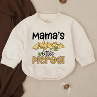 Mama's Little Pierogi Bubble Romper Baby Shower Gift Cute Toddler Outfit Food-Themed Baby Clothes Soft Cotton Infant Girl Boy Design