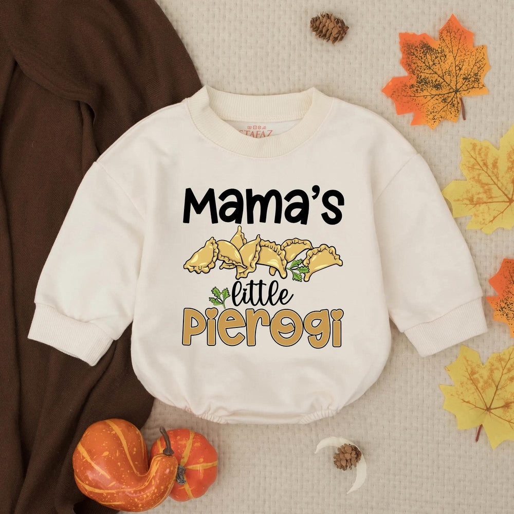 Mama's Little Pierogi Bubble Romper Baby Shower Gift Cute Toddler Outfit Food-Themed Baby Clothes Soft Cotton Infant Girl Boy Design
