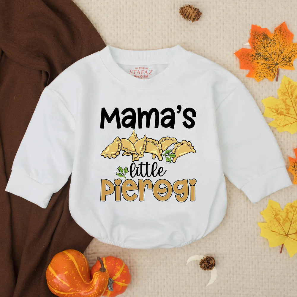 Mama's Little Pierogi Bubble Romper Baby Shower Gift Cute Toddler Outfit Food-Themed Baby Clothes Soft Cotton Infant Girl Boy Design