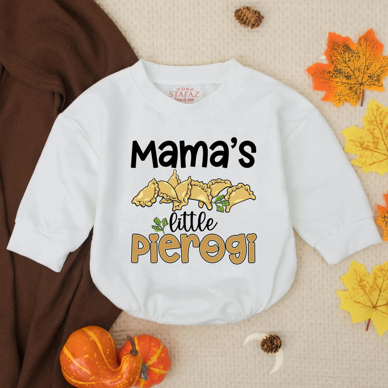 Mama's Little Pierogi Bubble Romper Baby Shower Gift Cute Toddler Outfit Food-Themed Baby Clothes Soft Cotton Infant Girl Boy Design